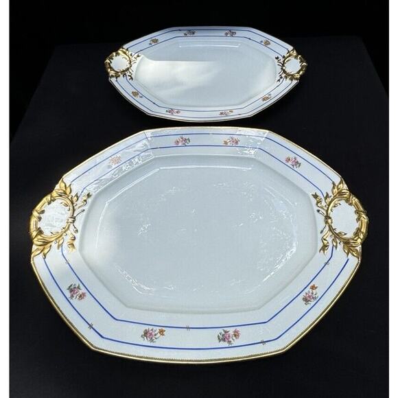 Pouyat Limoges Other - 2 JPL Pouyat Limoges Platters Tray Hand Painted W/ Gold c1908-32 France Rare!